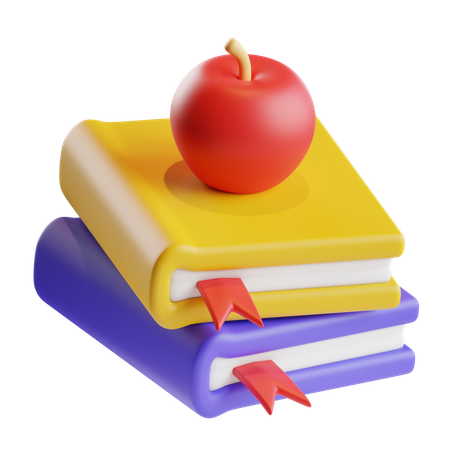 Books and Apple 3D Icon