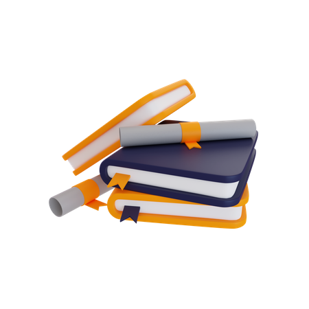 Books And Certificate  3D Illustration