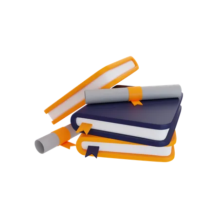 Books And Certificate  3D Illustration