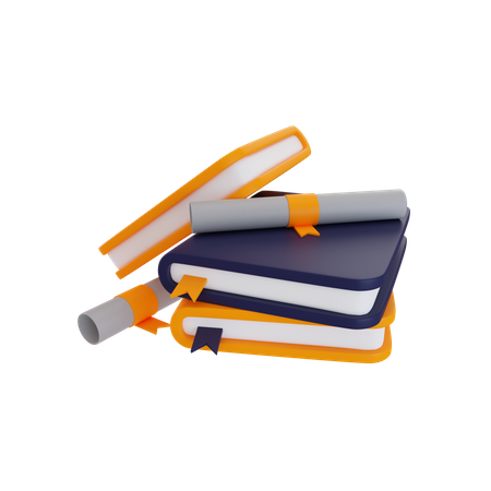 Books And Certificate 3D Illustration