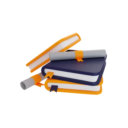 Books And Certificate 3D Illustration