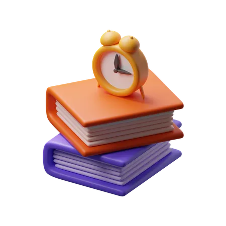 Books and clock  3D Icon