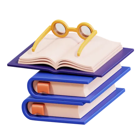 Books And Glasses  3D Icon