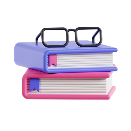 Books And Glasses  3D Icon