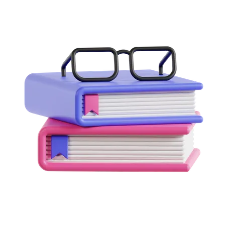 Books And Glasses  3D Icon