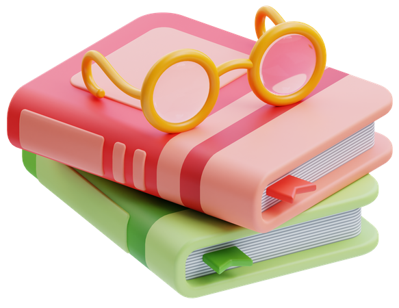Books and Glasses  3D Icon
