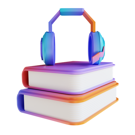 Books And Headset 3D Illustration