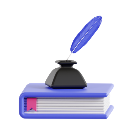 Books And Inkwell  3D Icon