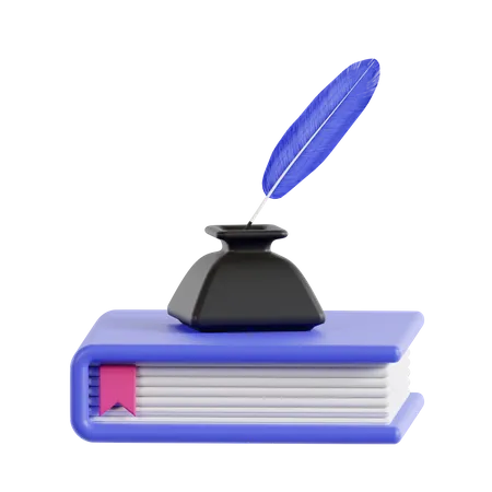 Books And Inkwell  3D Icon