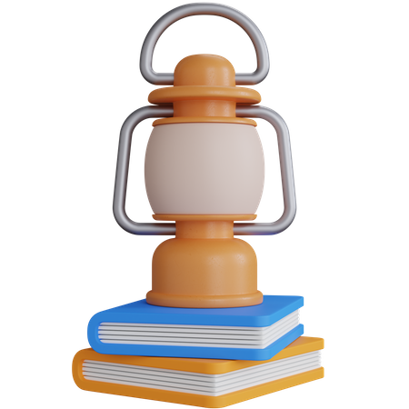 Books And Lantern  3D Icon