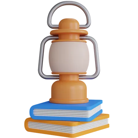 Books And Lantern  3D Icon