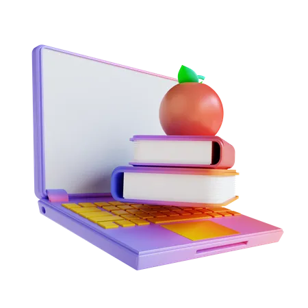 Books And Laptop  3D Illustration