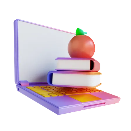 Books And Laptop 3D Illustration