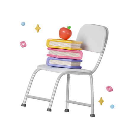 Books On Chair  3D Icon