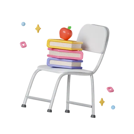 Books On Chair  3D Icon