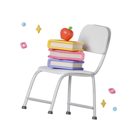 Books On Chair  3D Icon