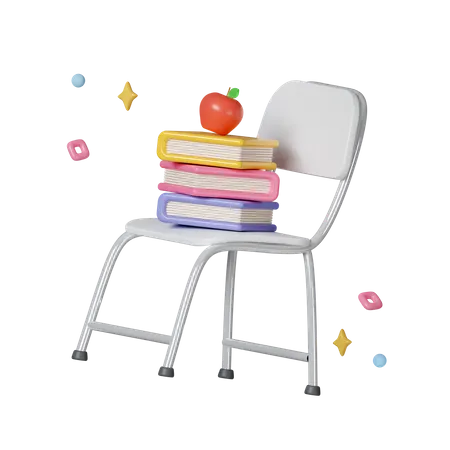 Books On Chair  3D Icon