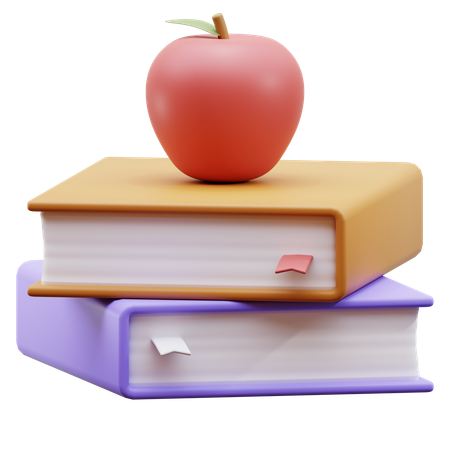 Books With Apple  3D Icon