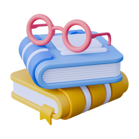 Books with Glasses  3D Icon