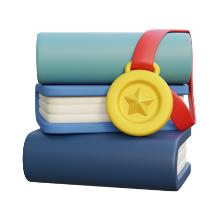 メダル付きの本  3D Icon
