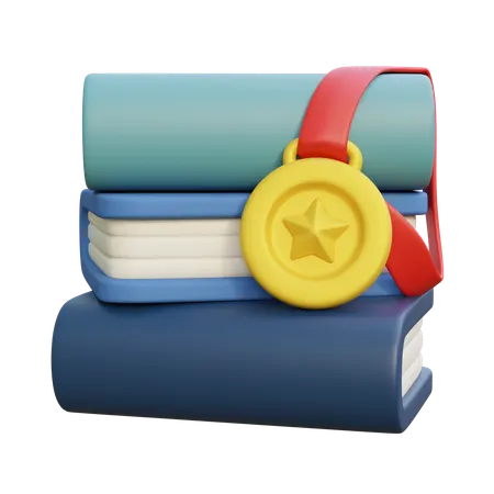 メダル付きの本  3D Icon
