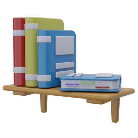 Bookshelf Of 3 D Illustration Library 3 D Icon Concept 3 D Render 3D Icon