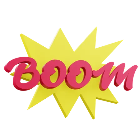 3 D Boom Sticker Text Icon With Transparent Background 3D Icon