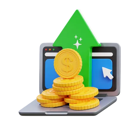 Boost Money On Computer  3D Icon