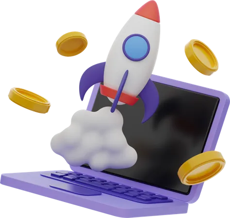 Boost Money On Computer  3D Illustration