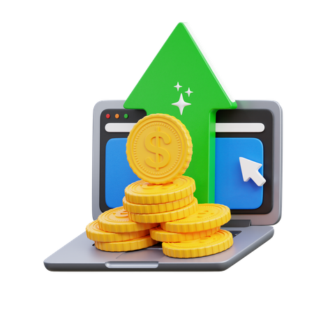 Boost Money On Computer  3D Icon