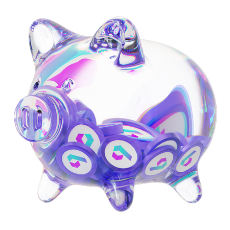 Bora Clear Glass Piggy Bank With Decreasing Piles Of Crypto Coins  3D Icon