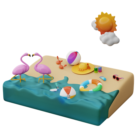 Journées ensoleillées en bord de mer  3D Illustration