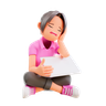 woman typing on laptop 3d illustration