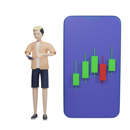 Börsen-App  3D Illustration
