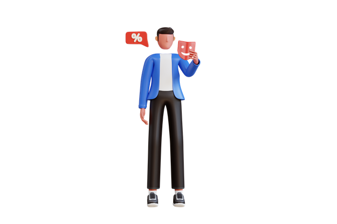 Böser Mann mit guter Maske  3D Illustration