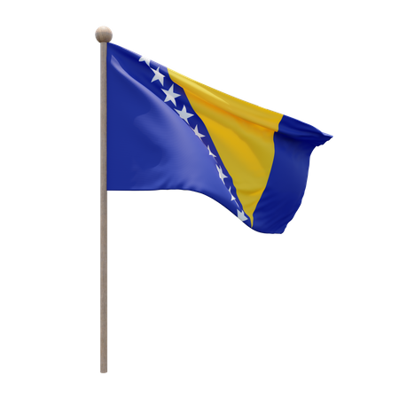 Bosnia And Herzegovina Flag Pole  3D Flag