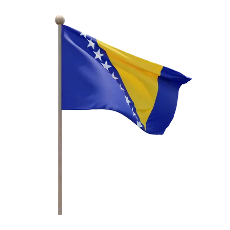 Bosnia And Herzegovina Flag Pole  3D Flag