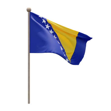 Bosnia And Herzegovina Flag Pole  3D Illustration