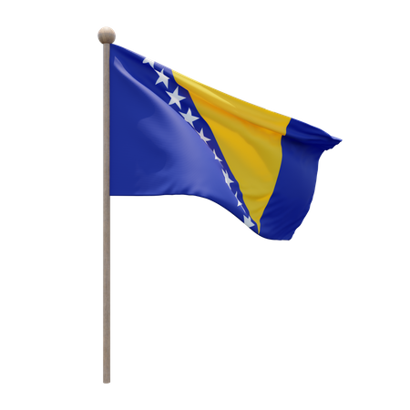 Bosnia and Herzegovina Flagpole  3D Flag