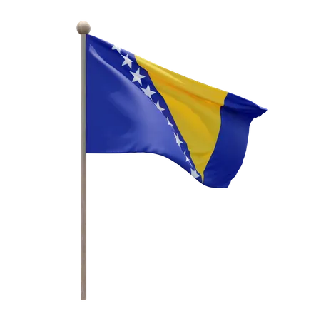 Bosnia and Herzegovina Flagpole  3D Illustration