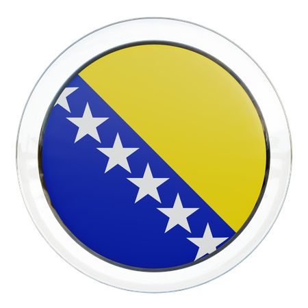 Bosnia and Herzegovina Round Flag  3D Icon