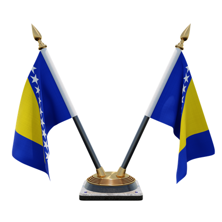 Suporte de bandeira de mesa dupla (V) da Bósnia e Herzegovina  3D Icon