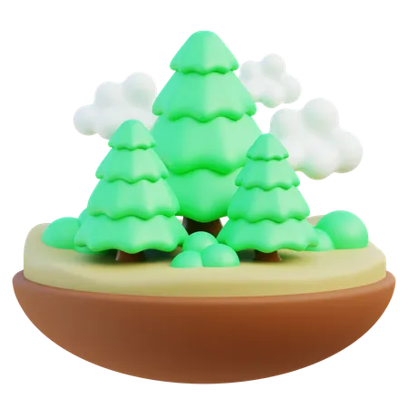 Bosque de pinos brumoso  3D Icon