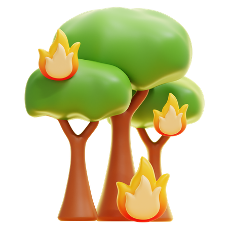 Bosque en llamas  3D Icon