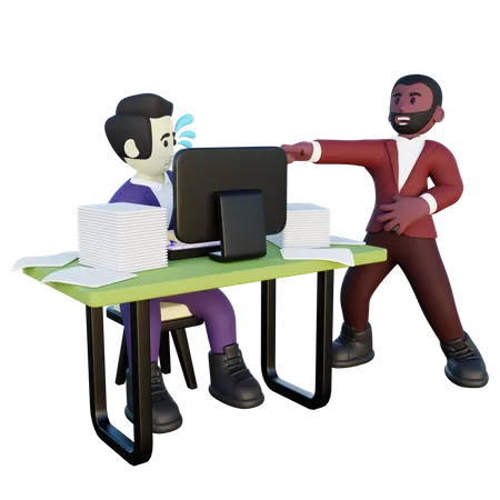3 D Illustration Of Employee Getting Laughed By Boss 3D Illustration