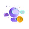 3d money robot logo