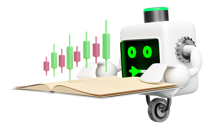 Robot enseñando el mercado de valores  3D Icon