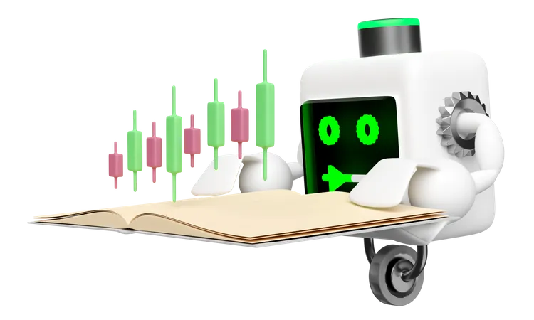 Robot enseñando el mercado de valores  3D Icon