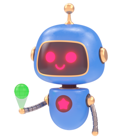 Bot Showing Globe  3D Illustration