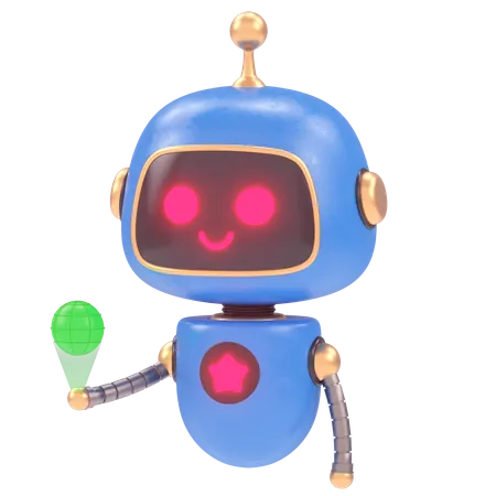 Bot Showing Globe  3D Illustration